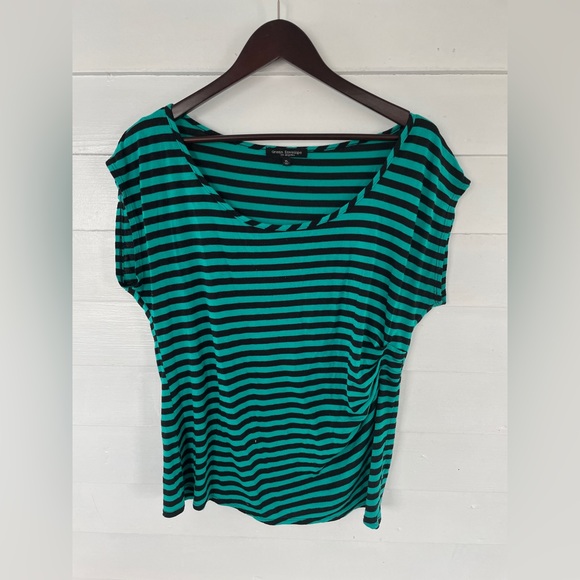 3/25 Teal/Black Striped Green Envelope T-Shirt - Picture 1 of 8